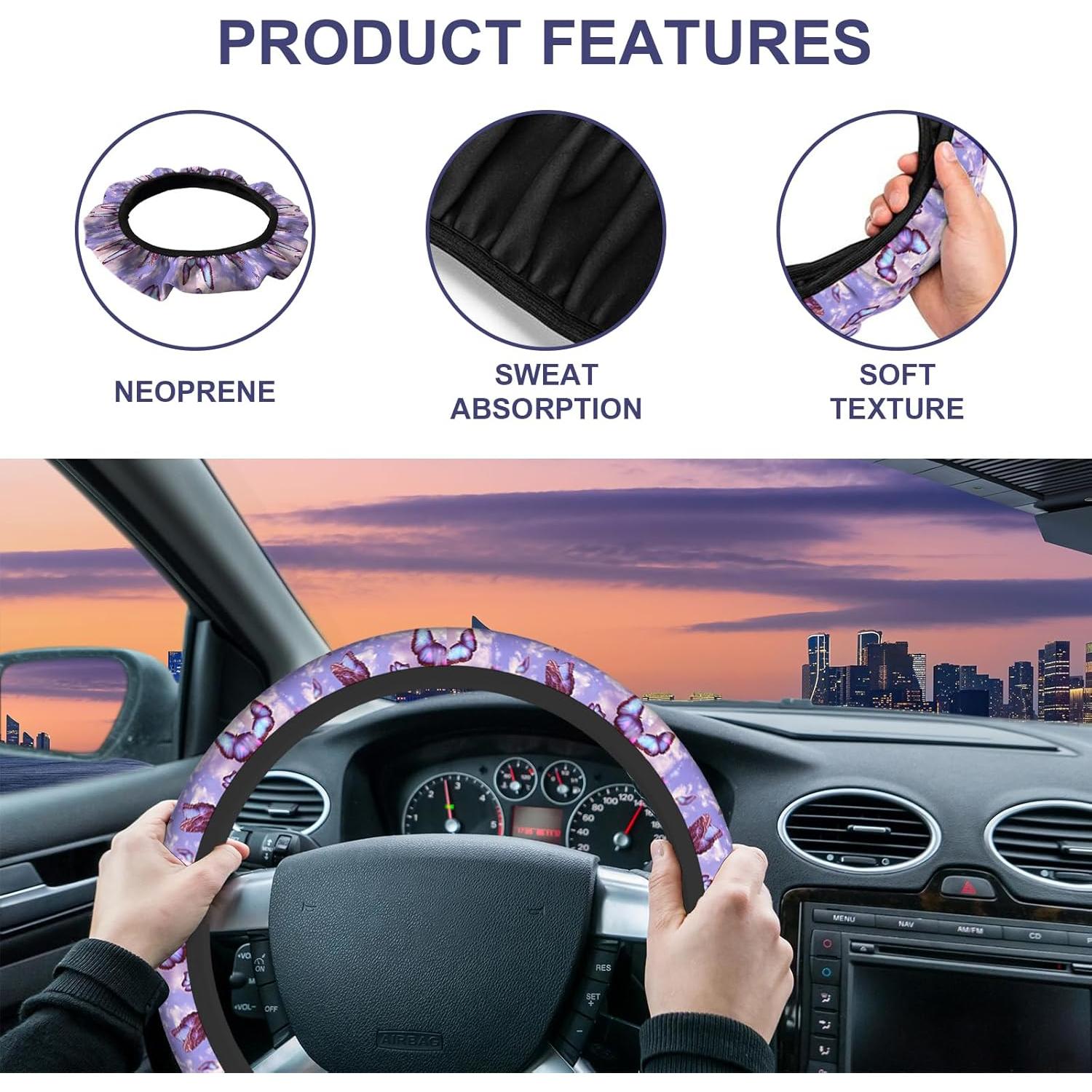 Funda de Volante Neopreno SISROW 15" Mariposa Azul Púrpura