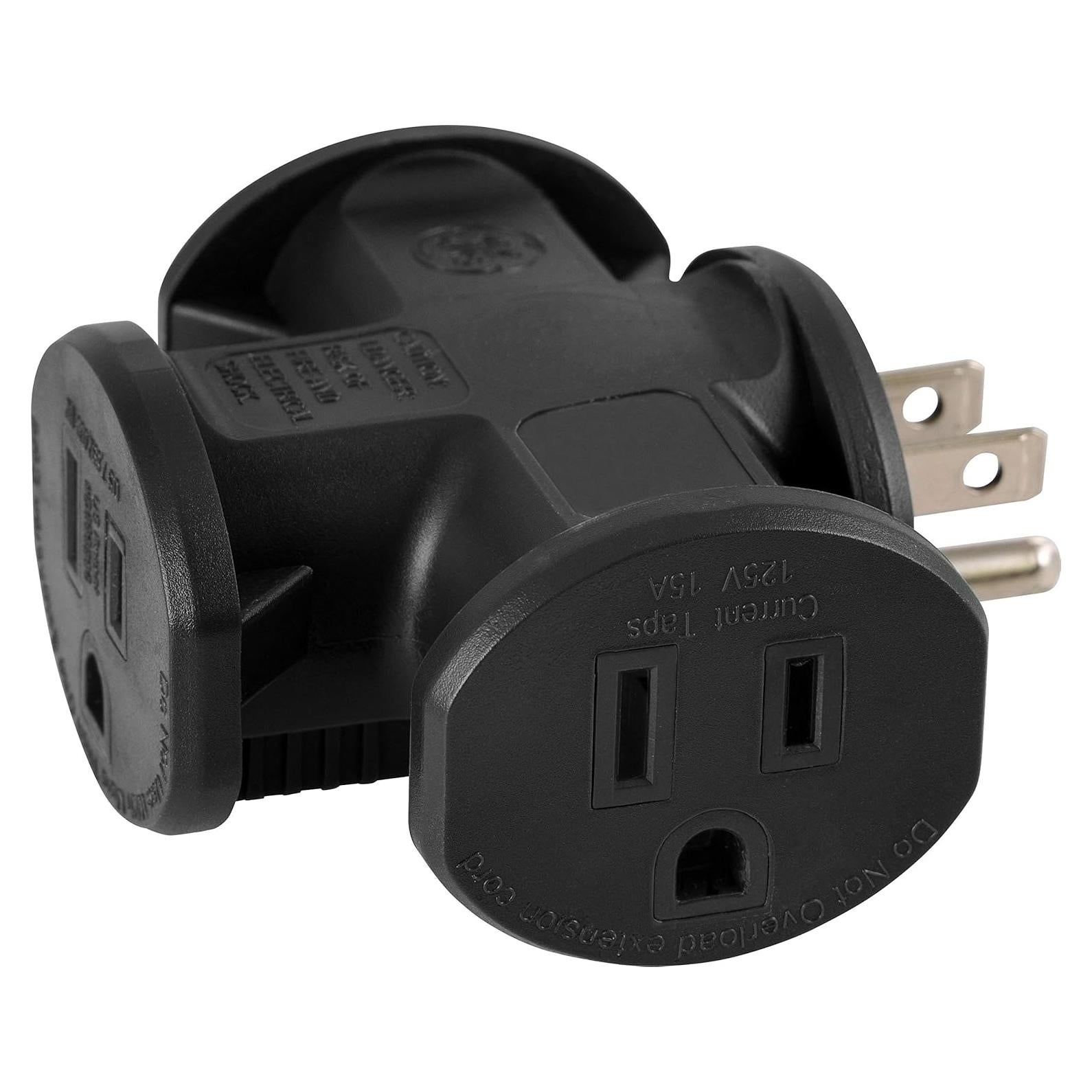 Adaptador T GE 3 Salidas Espaciadas Negro 50872