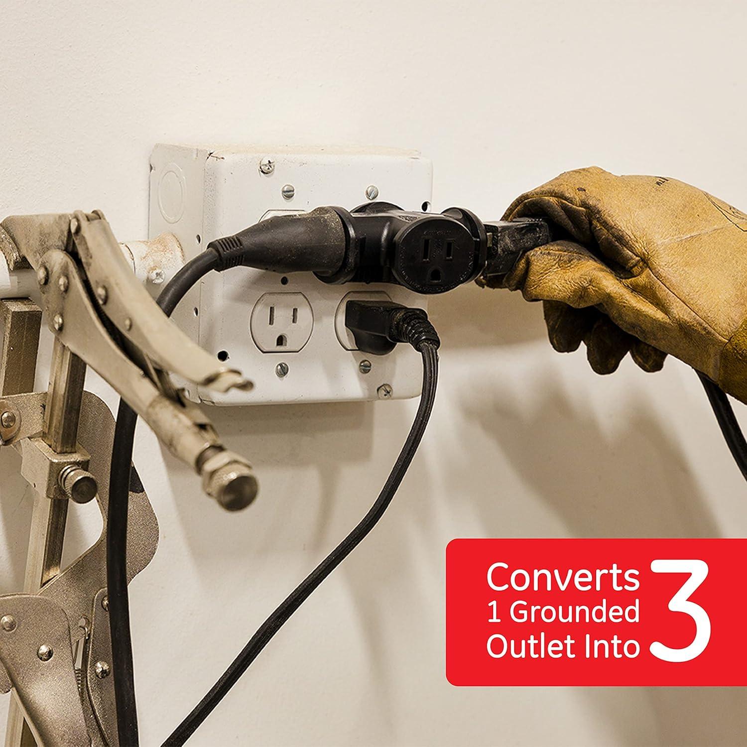 Adaptador T GE 3 Salidas Espaciadas Negro 50872