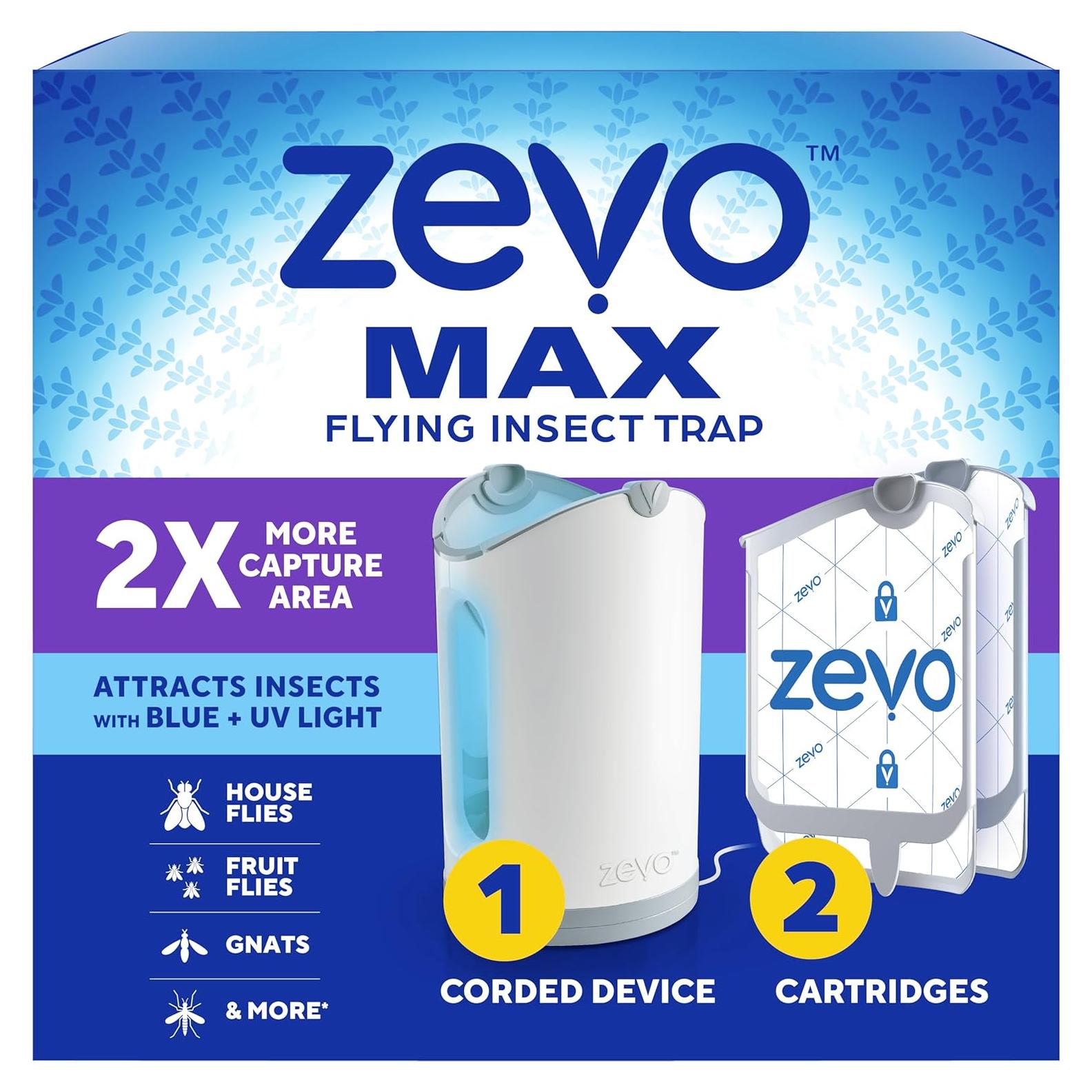 Trampa de Insectos Voladores Zevo MAX - 1 Base y 2 Cartuchos