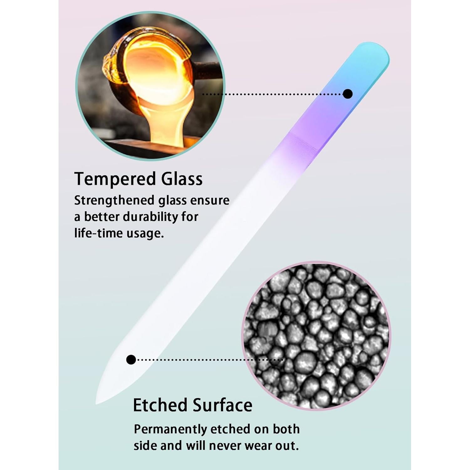 Lima de Uñas de Vidrio Diodiva con Estuche - Cian