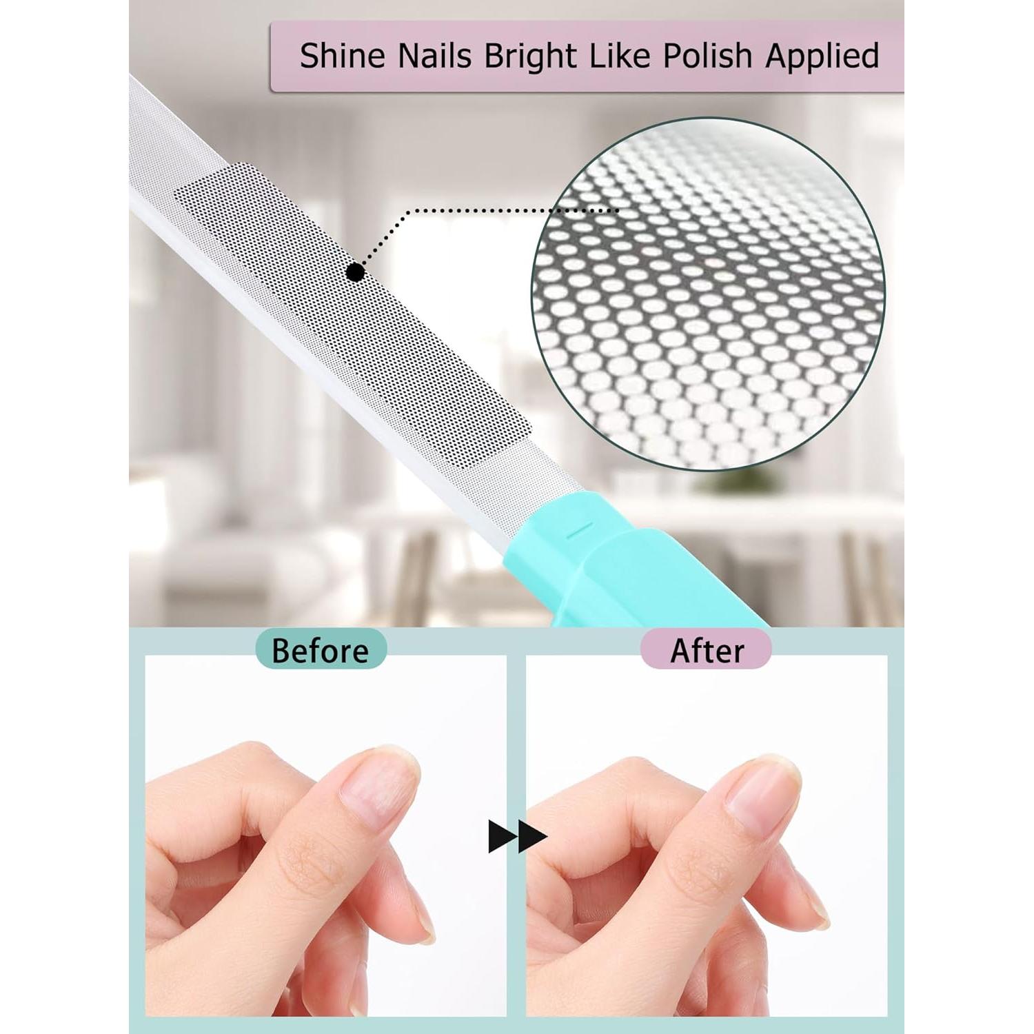 Lima de Uñas de Vidrio Diodiva con Estuche - Cian