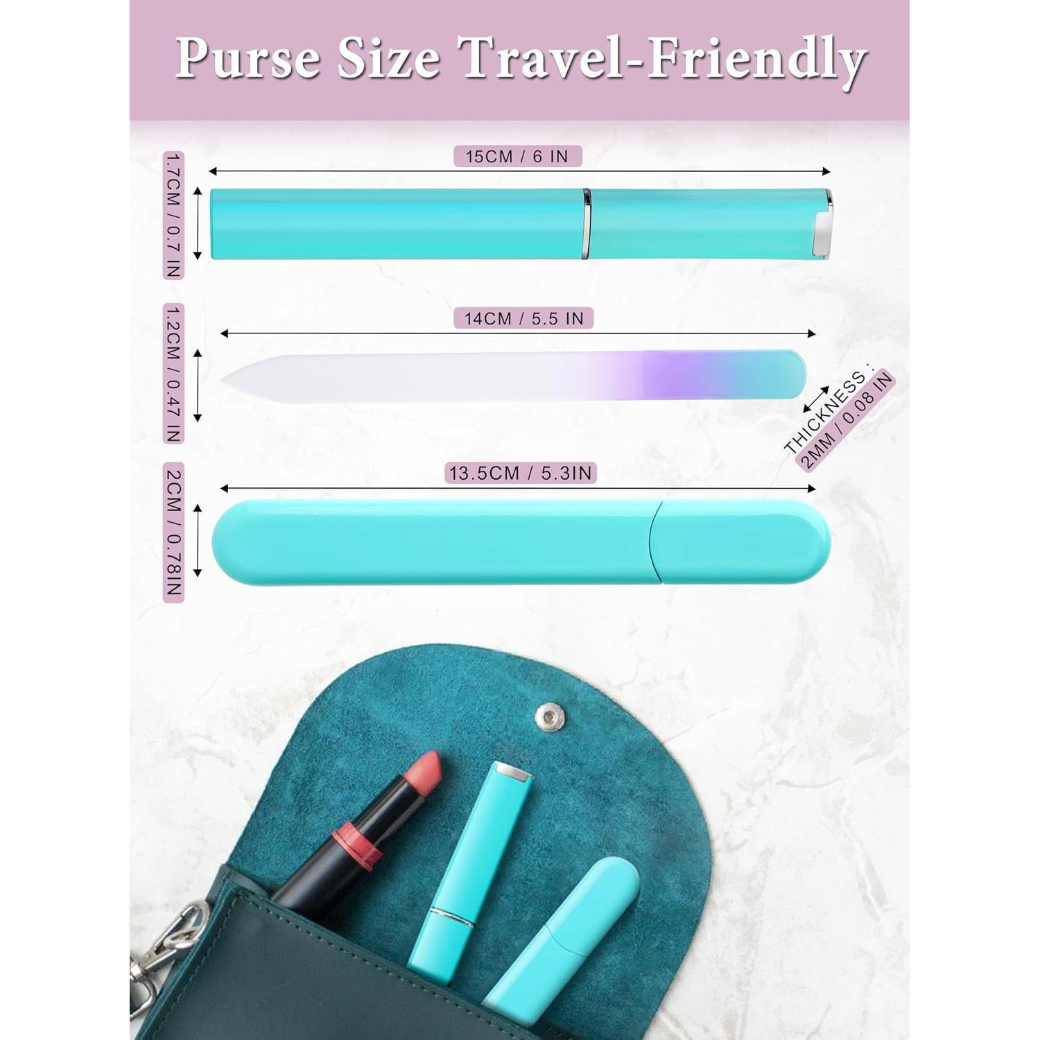 Lima de Uñas de Vidrio Diodiva con Estuche - Cian