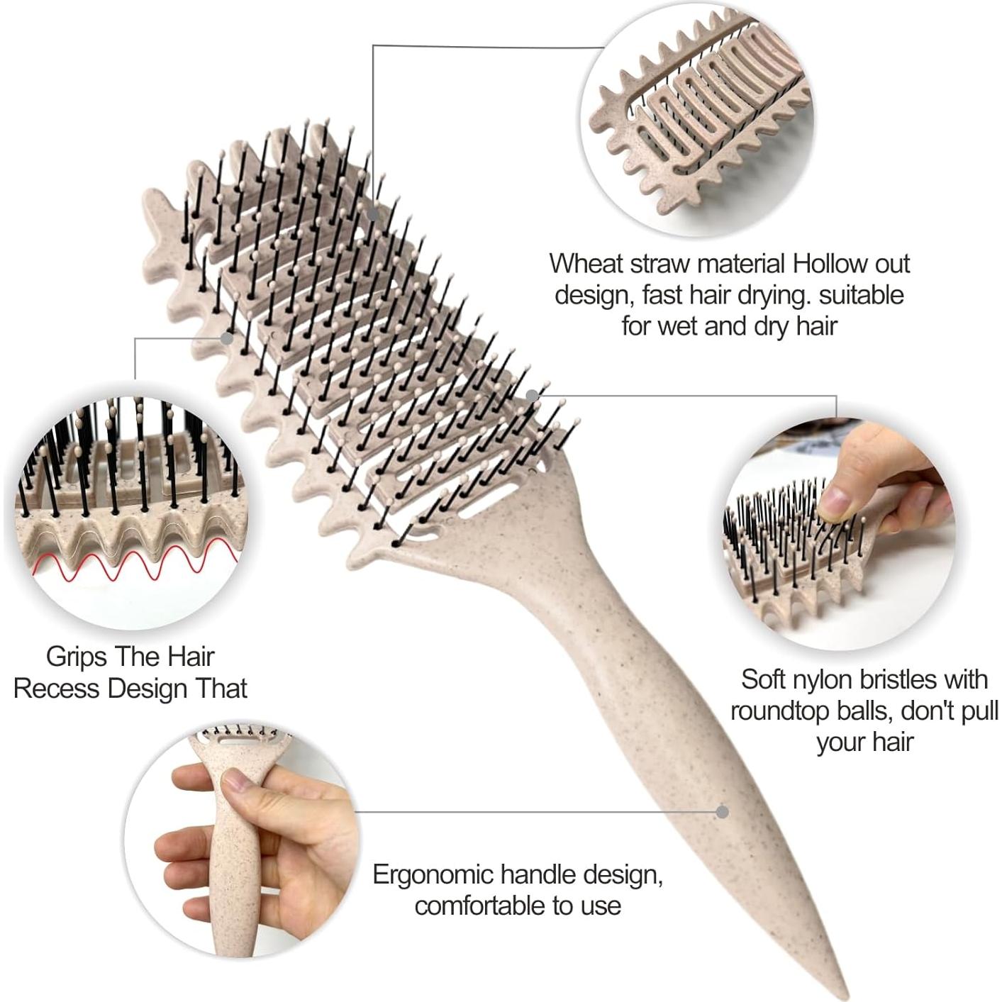 Cepillo Definidor de Rizos Azxewa Ventilado Beige 24.89x7.39cm