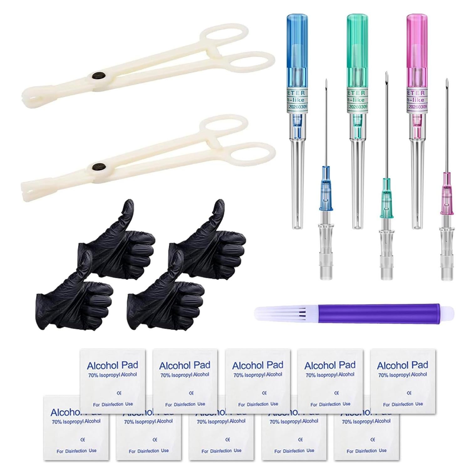 Kit de Perforación Corporal 21 Piezas Combofix - Agujas y Pinzas