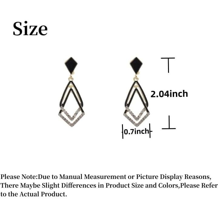 Pendientes de Clip Negros para Mujeres con Zircón - Elegantes