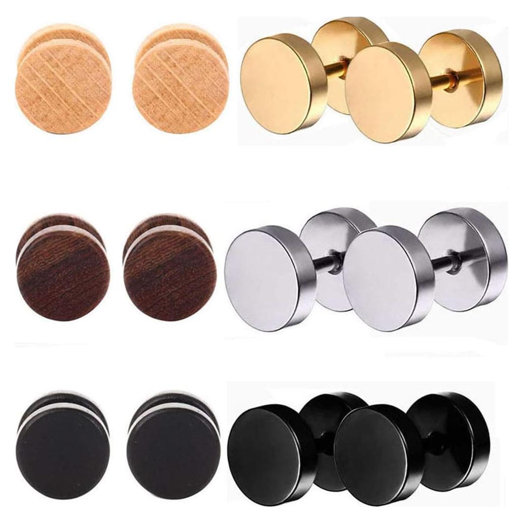 Tapones de Oído Falsos de Madera Tanyoyo 6 Pares 8mm