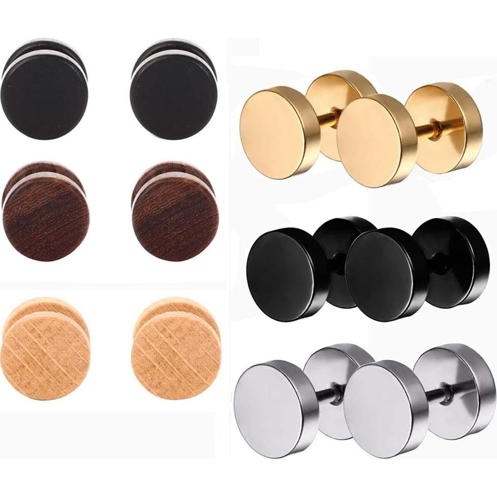 Tapones de Oído Falsos de Madera Tanyoyo 6 Pares 8mm