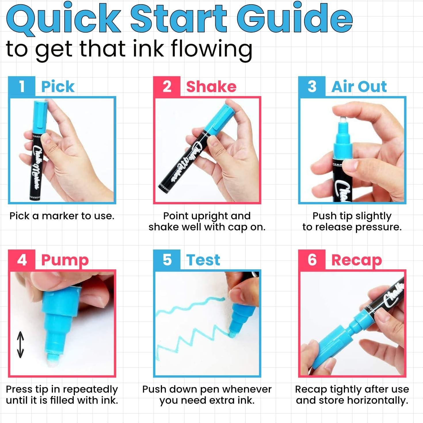 Marcadores de Tiza Líquida Chalkola 30 Colores Punta Fina 1mm