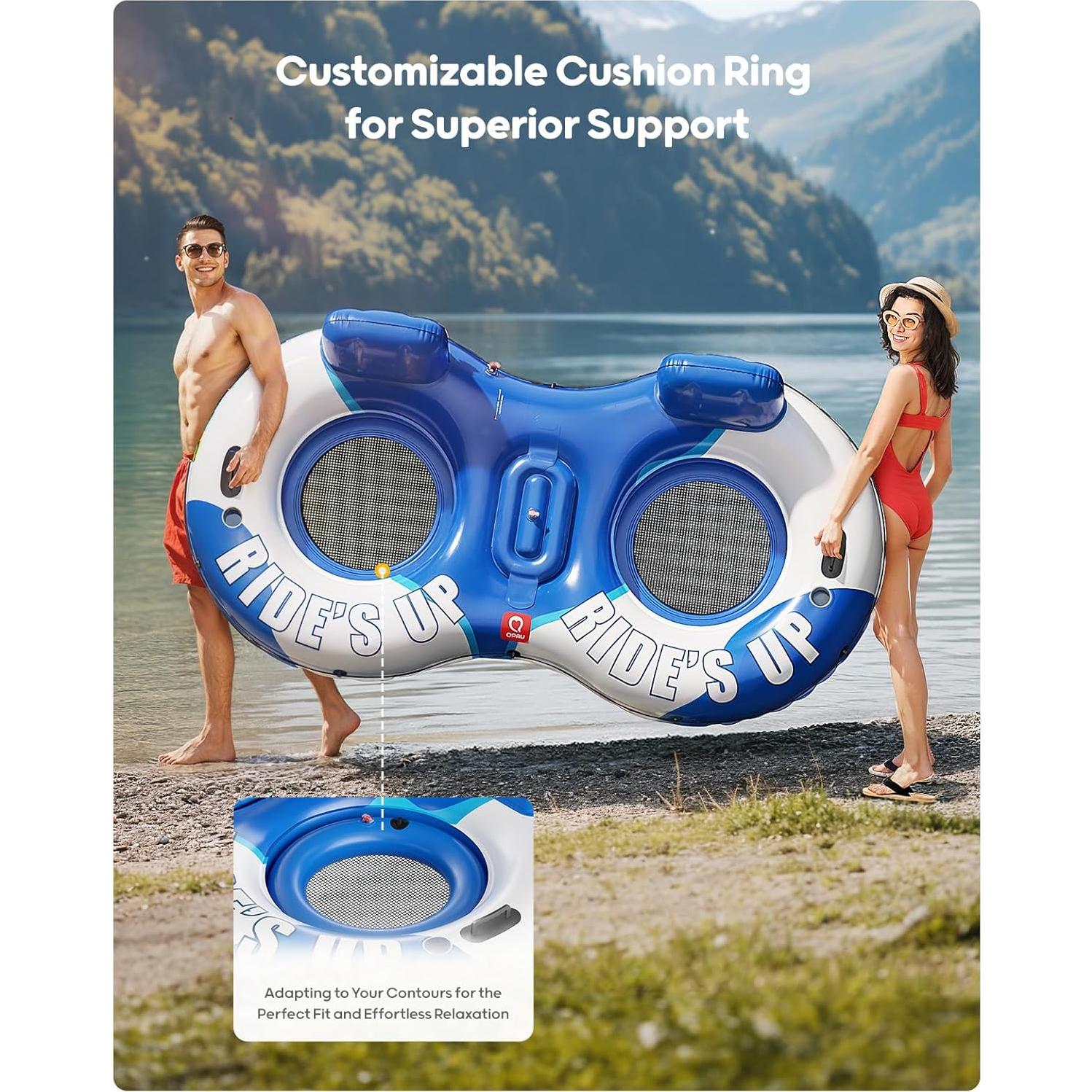 Tubo Inflable Doble QPAU para Río 2 Personas 299kg Capacidad