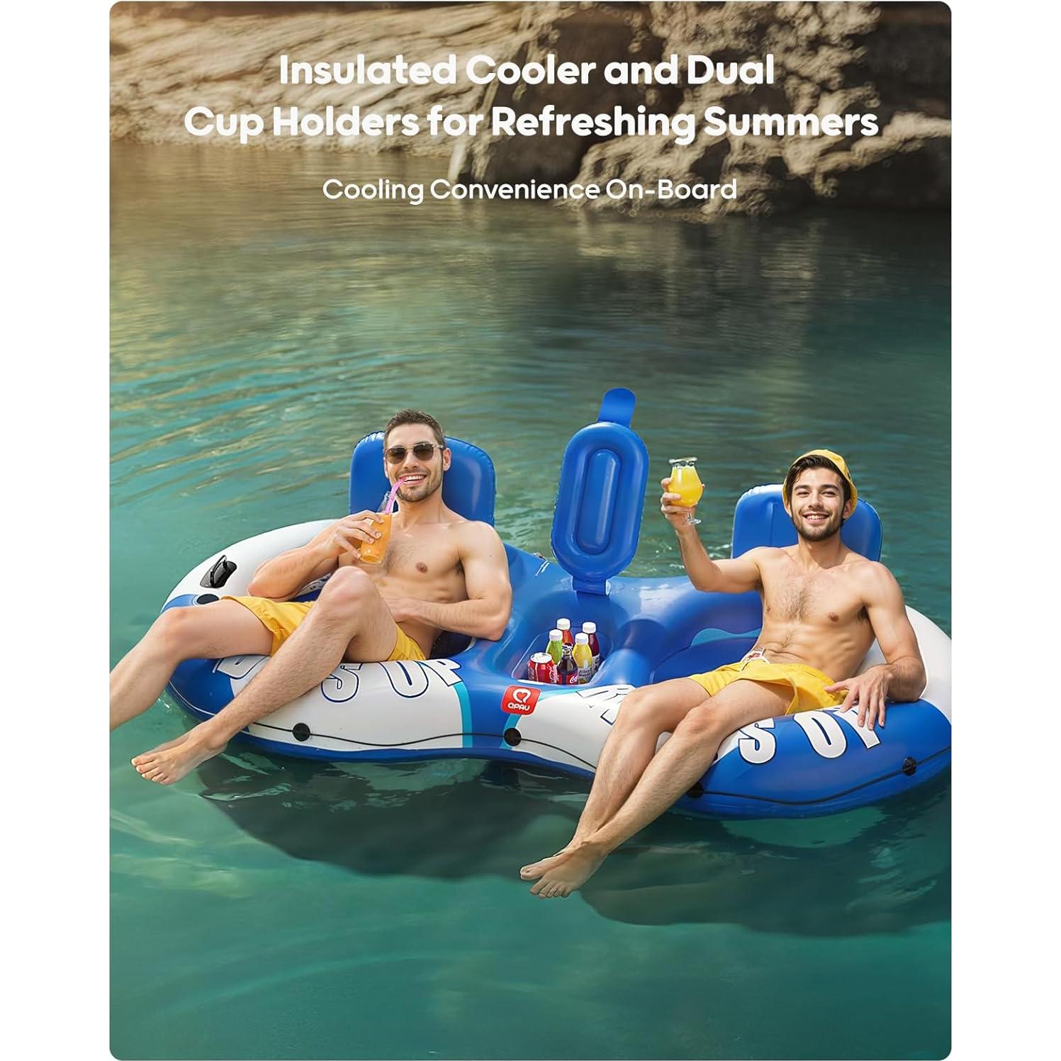 Tubo Inflable Doble QPAU para Río 2 Personas 299kg Capacidad