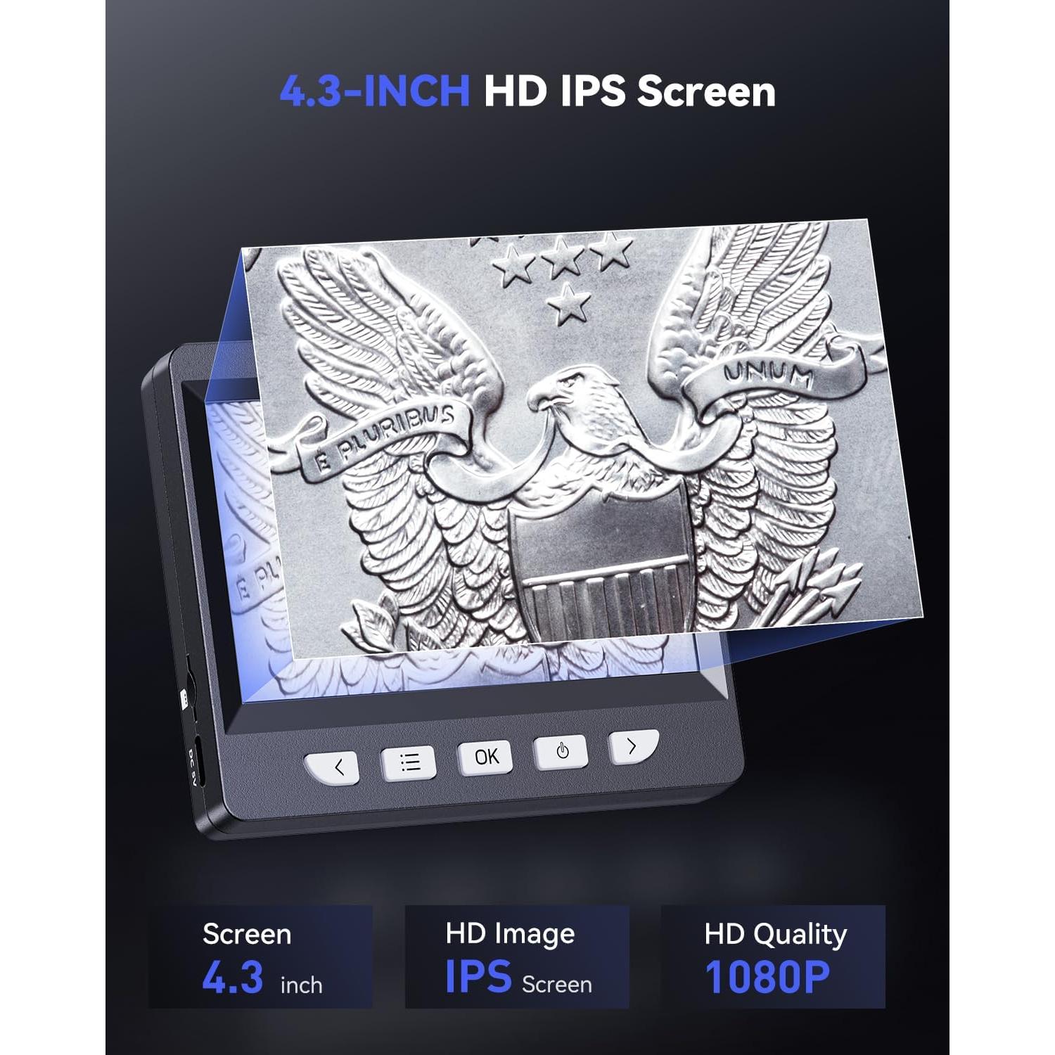 Microscopio Digital AOPICK 1000X con Pantalla LCD 4.3" - Negro