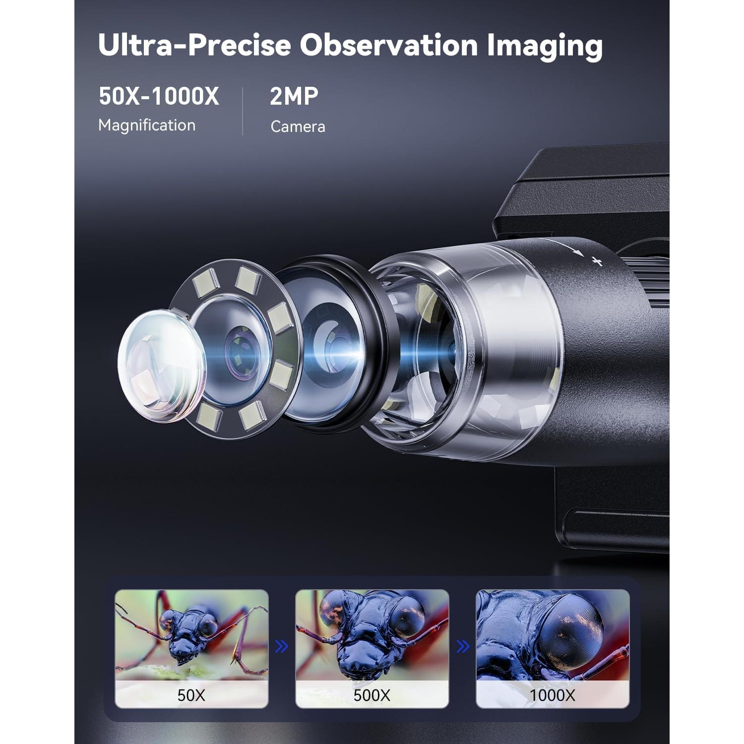 Microscopio Digital AOPICK 1000X con Pantalla LCD 4.3" - Negro