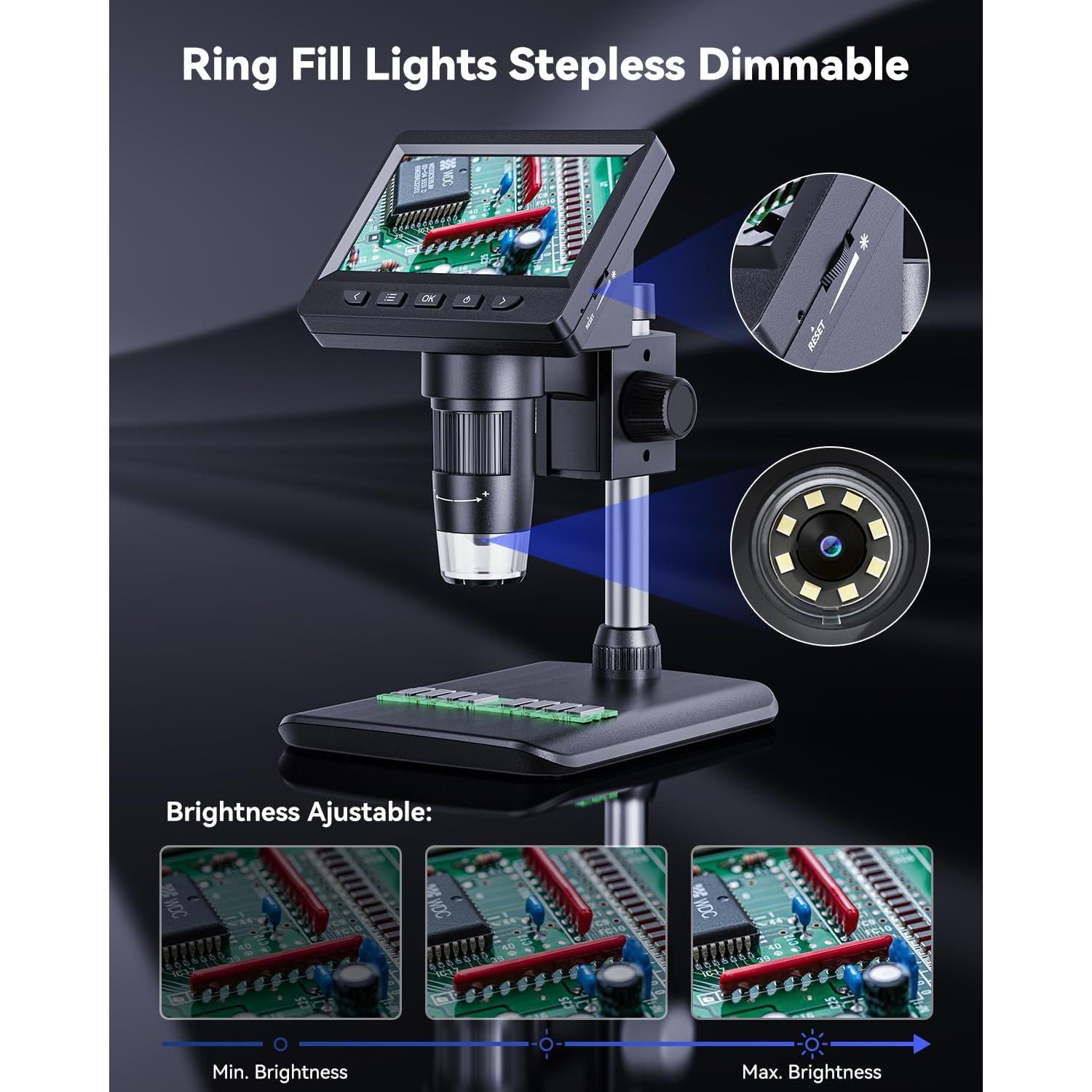 Microscopio Digital AOPICK 1000X con Pantalla LCD 4.3" - Negro