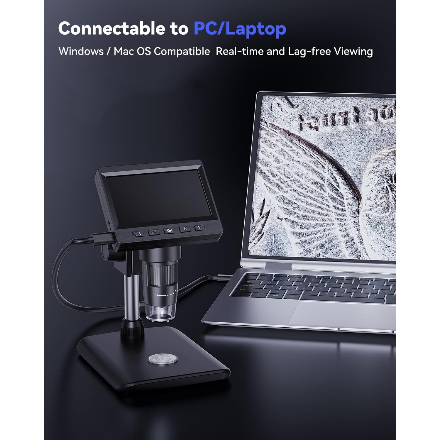 Microscopio Digital AOPICK 1000X con Pantalla LCD 4.3" - Negro