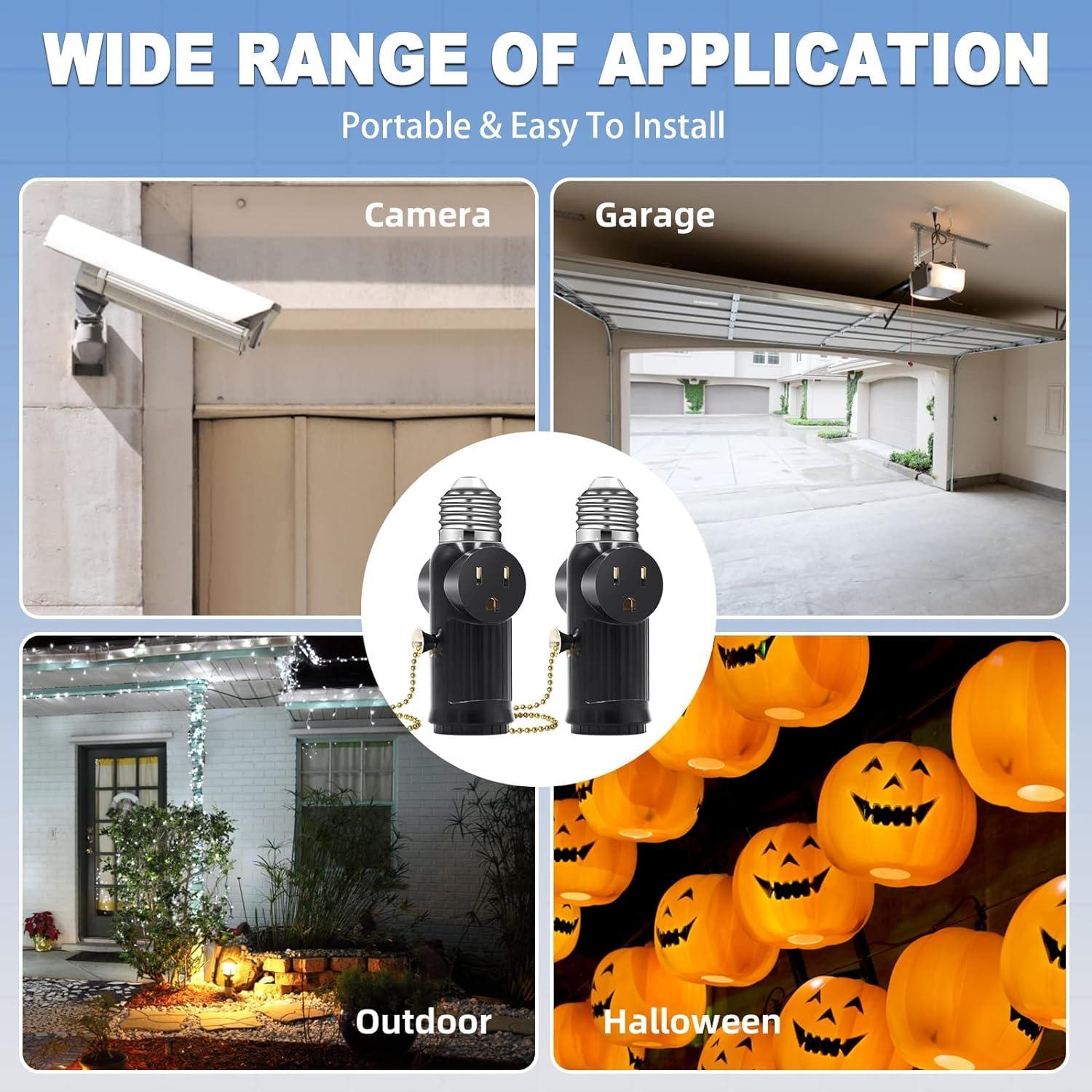 Adaptador de Portalámparas E26 E27 a Enchufe 3 Patas Tobasovk