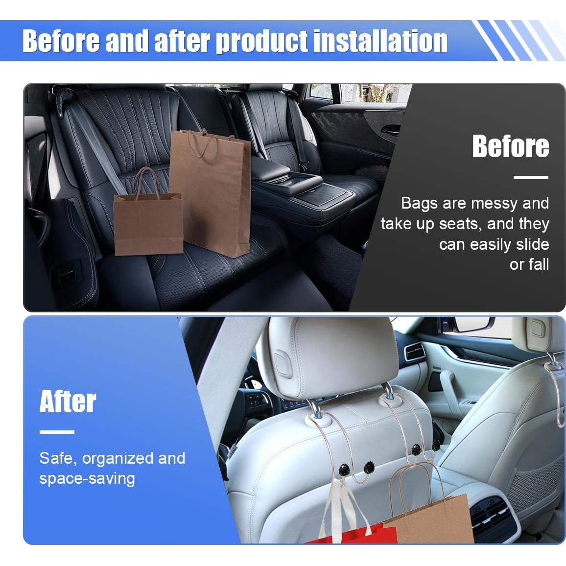 Ganchos de Reposacabezas para Bolso LAINLOY - 2 Piezas Negro