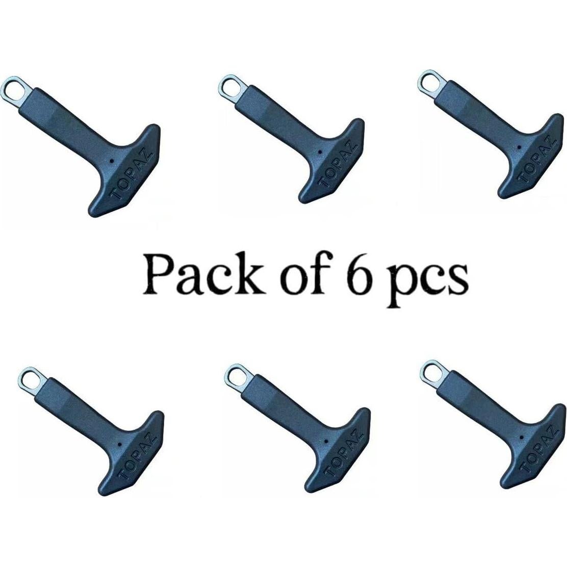 Tirador de Cremallera en T BJA 6 Pcs Nylon y TPU Negro