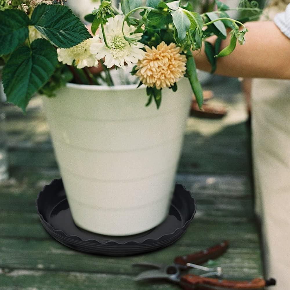Paquete de 12 bandejas de plástico negro para macetas 15-25 cm
