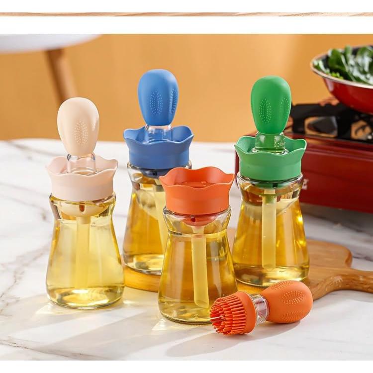 Botella dispensadora de aceite BENTFINE 200ml con cepillo silicona