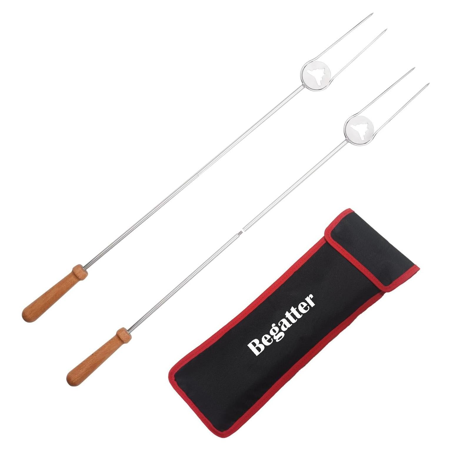 Palos de Asar de Acero Inoxidable Begatter 81 cm para Fogata