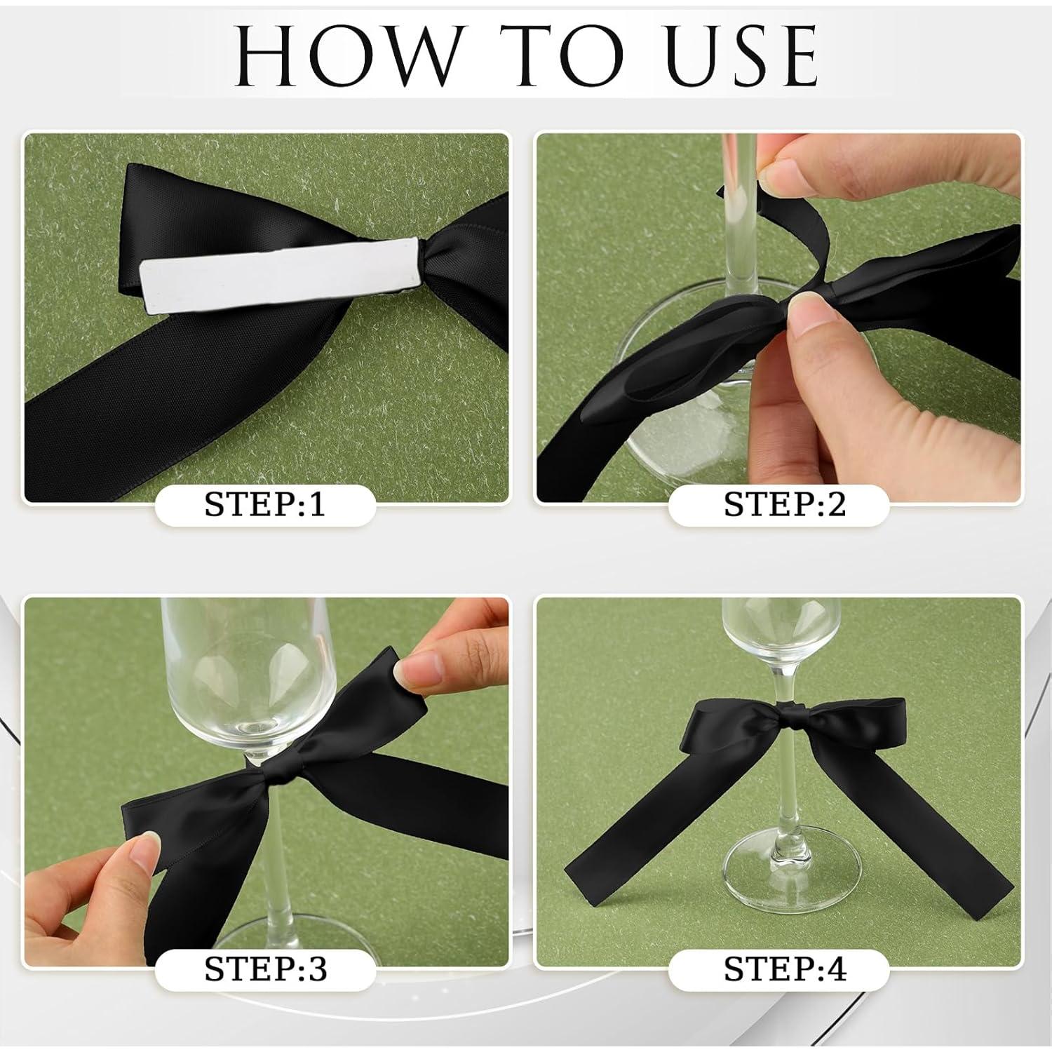 Paquete de 24 Lazos para Copas de Vino Negros 17 x 10 cm