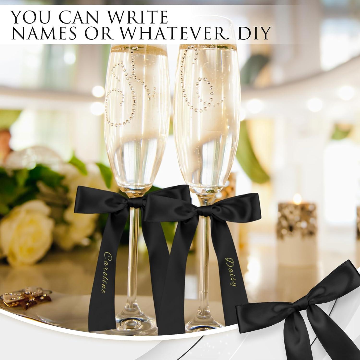 Paquete de 24 Lazos para Copas de Vino Negros 17 x 10 cm