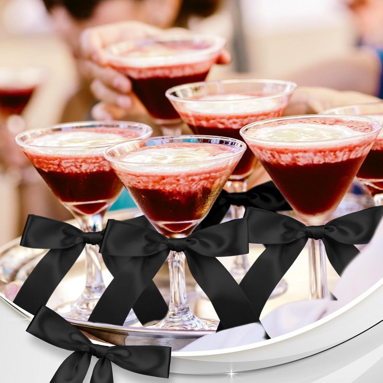 Paquete de 24 Lazos para Copas de Vino Negros 17 x 10 cm