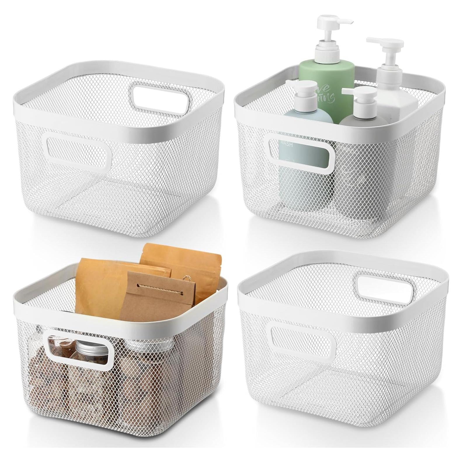 Cestas de Malla Metálica MorningRo 4 Piezas 24.5x24.5x17.5 cm