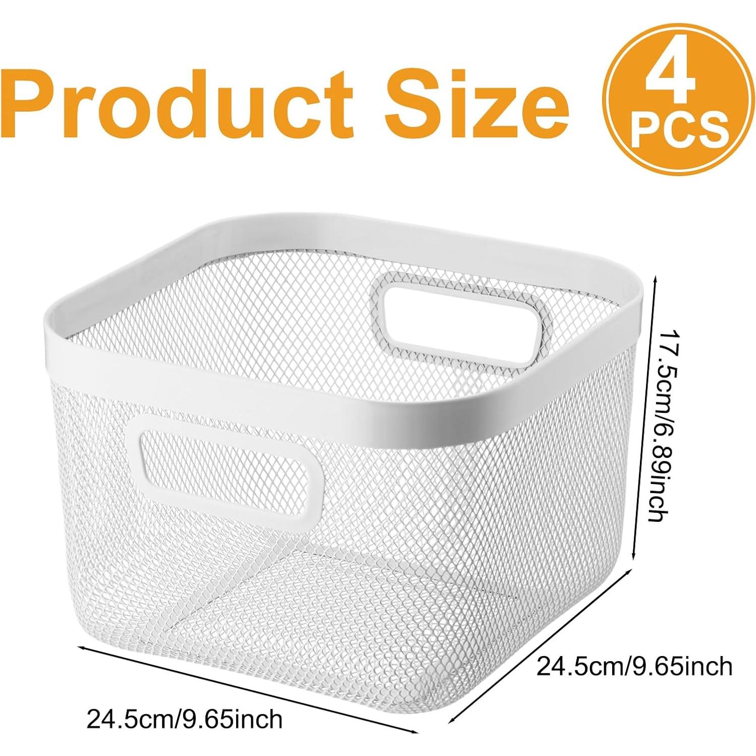 Cestas de Malla Metálica MorningRo 4 Piezas 24.5x24.5x17.5 cm