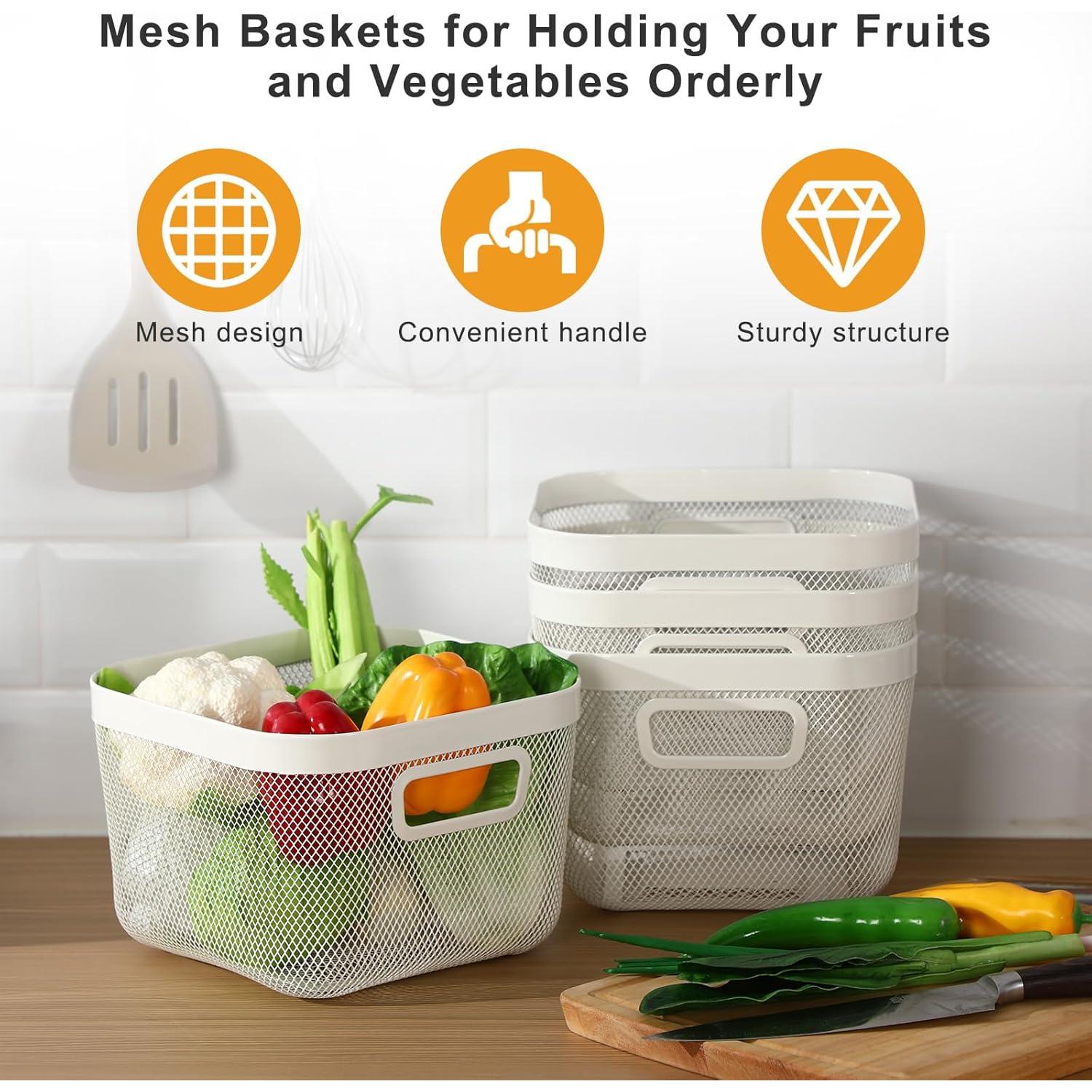 Cestas de Malla Metálica MorningRo 4 Piezas 24.5x24.5x17.5 cm