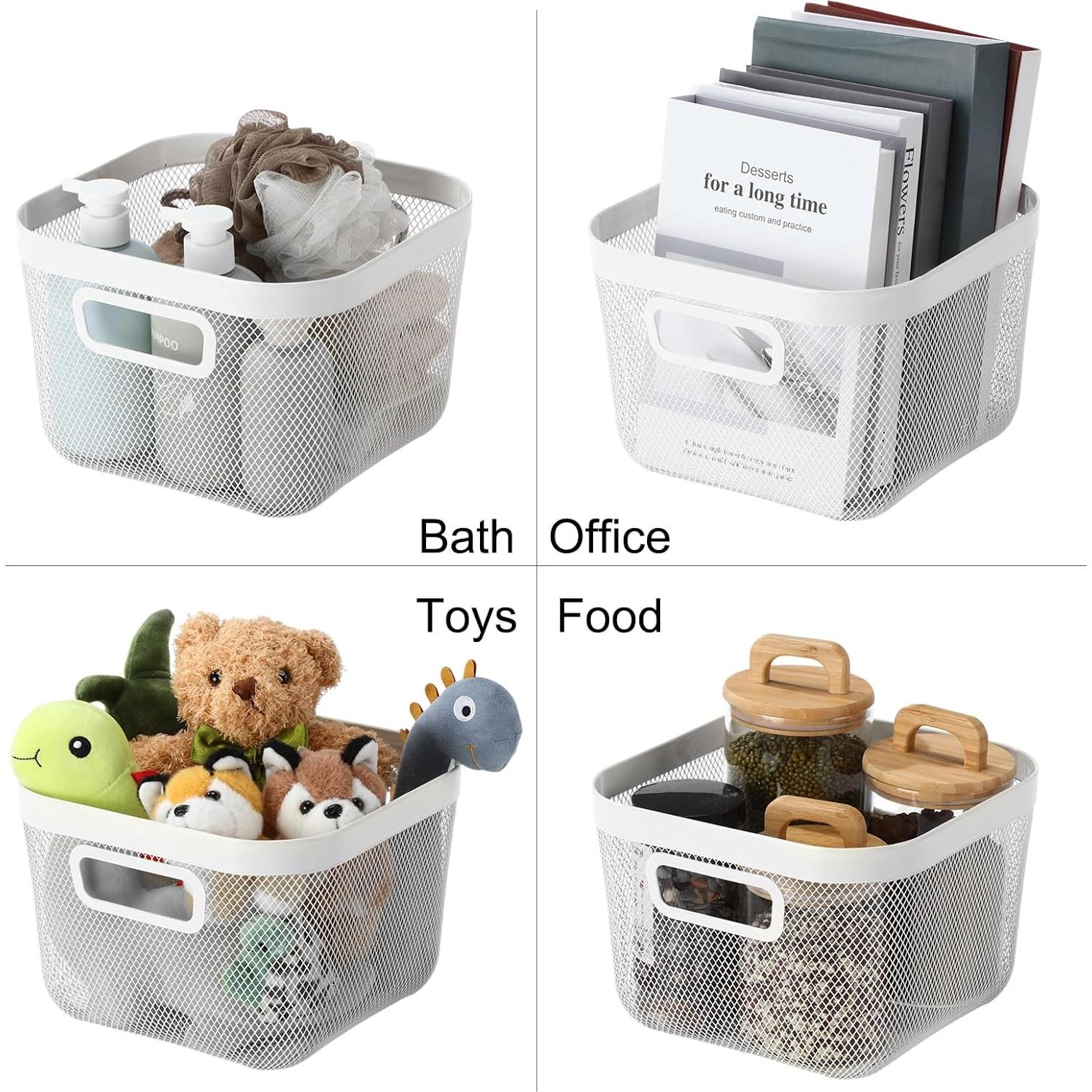 Cestas de Malla Metálica MorningRo 4 Piezas 24.5x24.5x17.5 cm