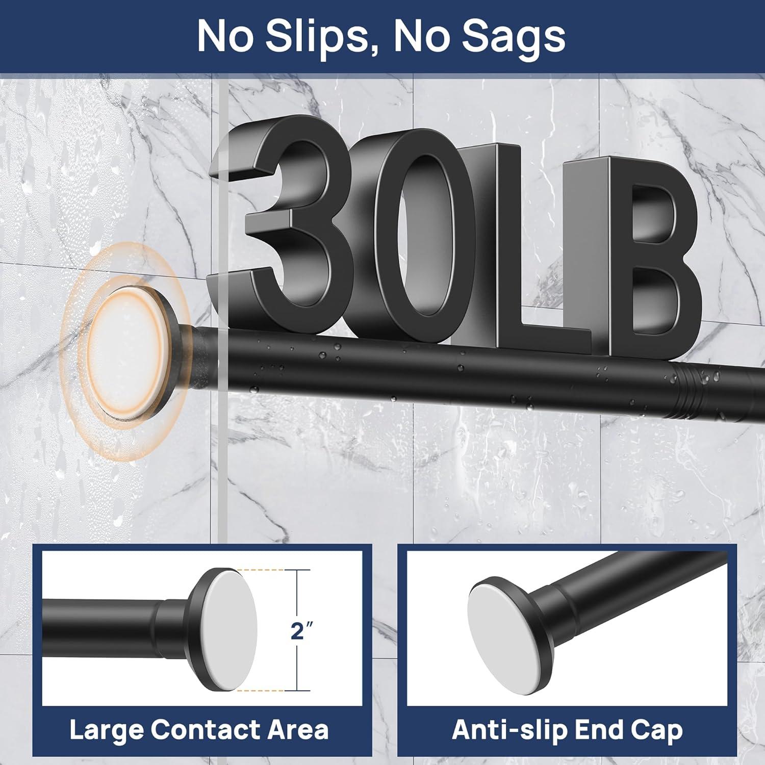 Varilla de Cortina de Ducha EnjoyBasics 30-52 Pulgadas Negra