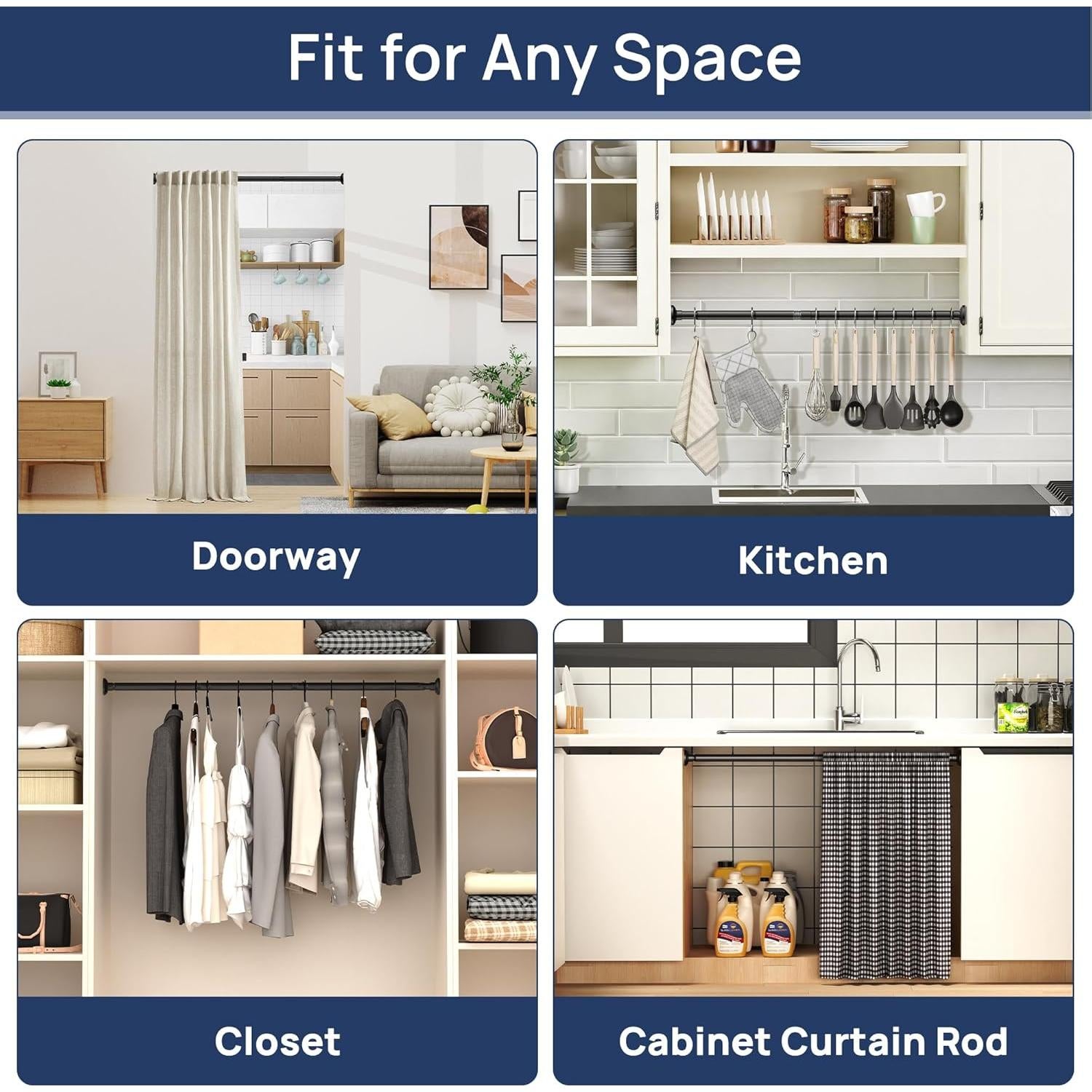 Varilla de Cortina de Ducha EnjoyBasics 30-52 Pulgadas Negra