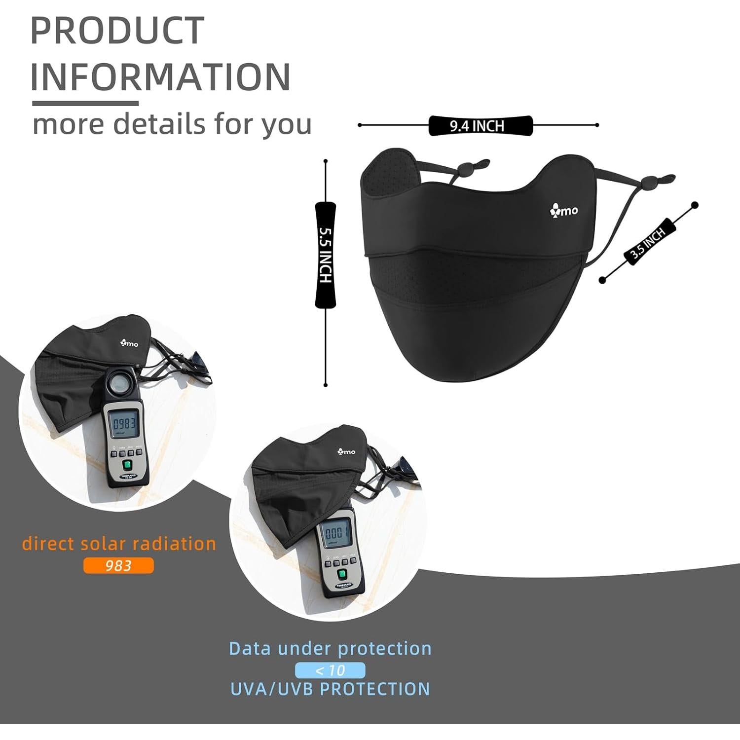 Mascarilla Solar UPF50+ KZ008 Unisex Negra Transpirable