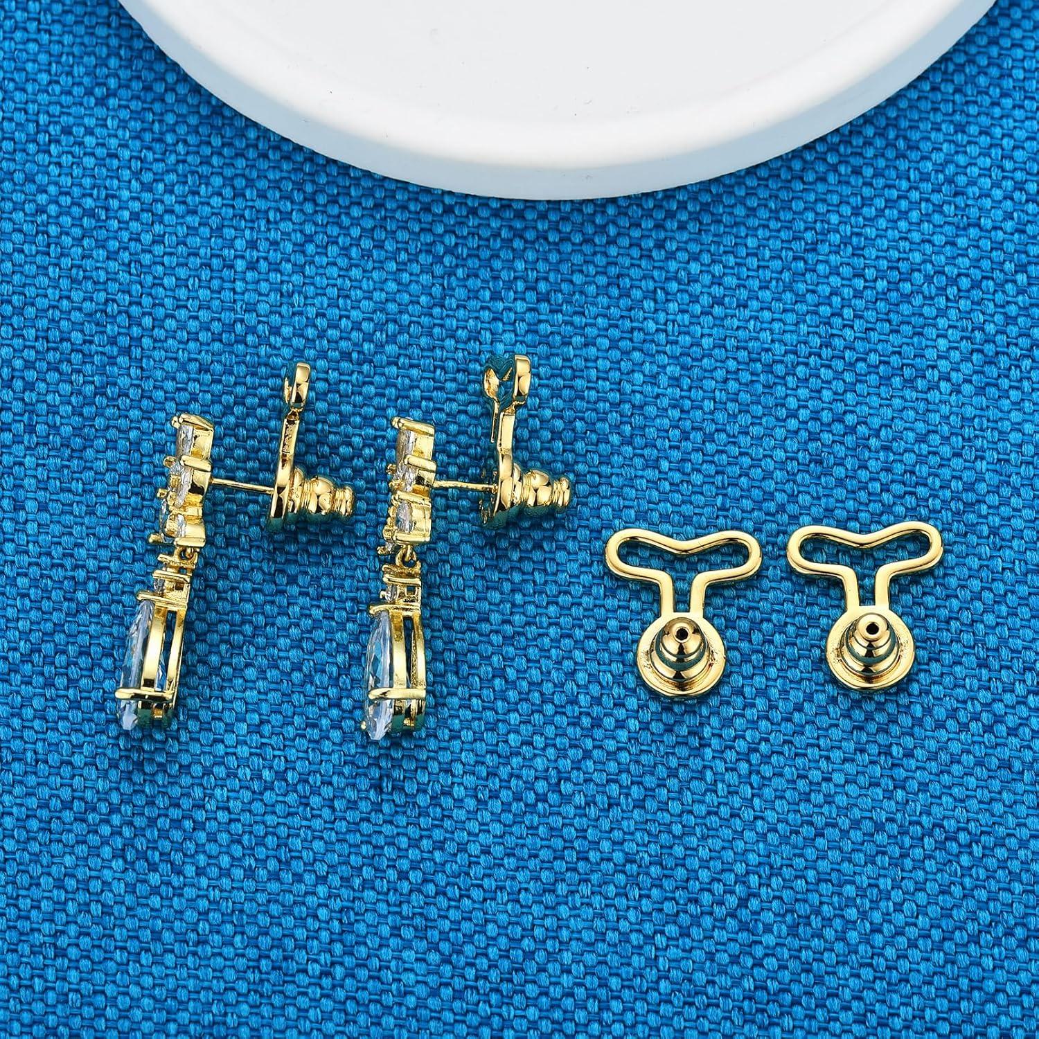 Soportes para Pendientes T AKRUWELRY Oro 18K 4 Piezas Hipoalergénicos