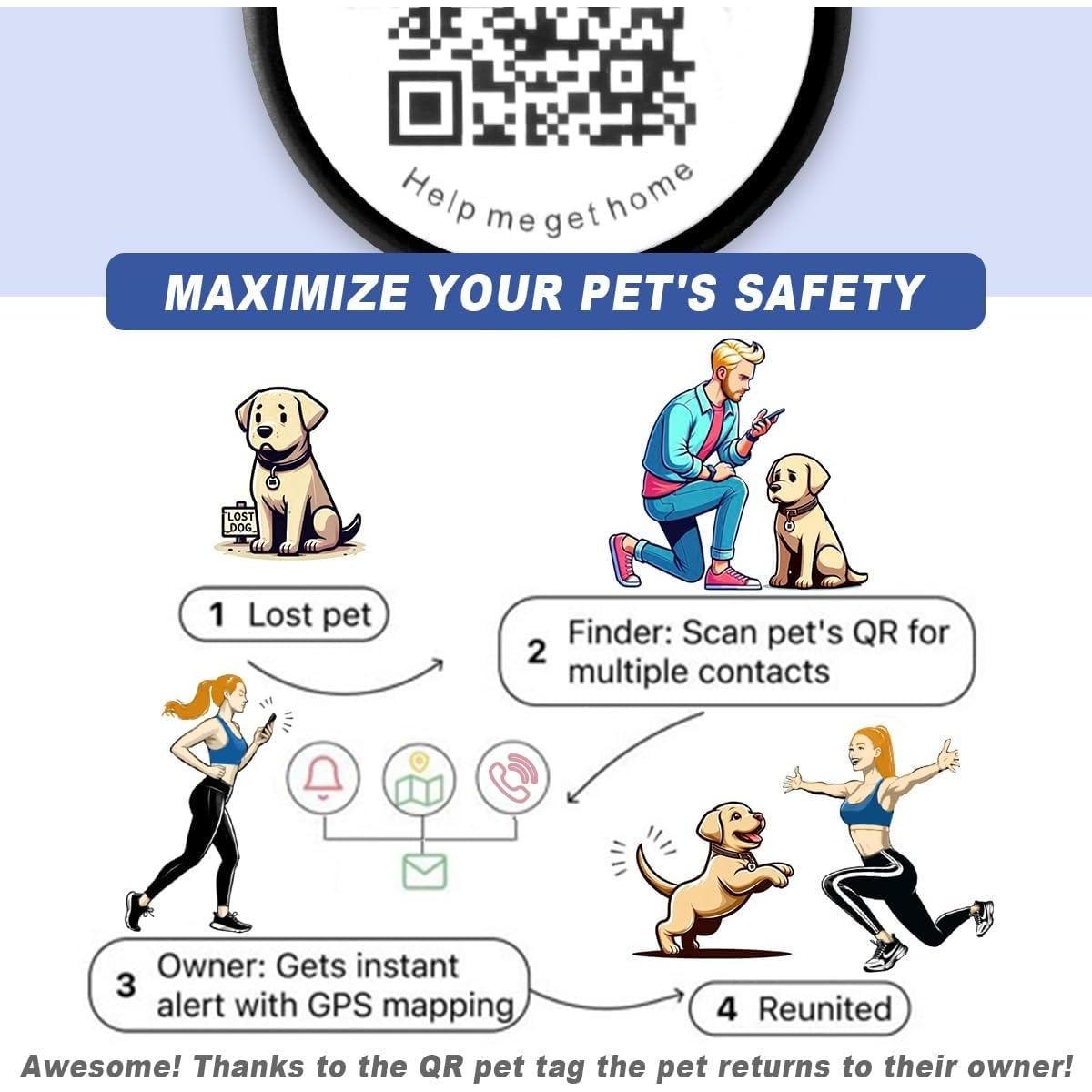Etiqueta de Identificación Inteligente BARKBAY con QR - Negra