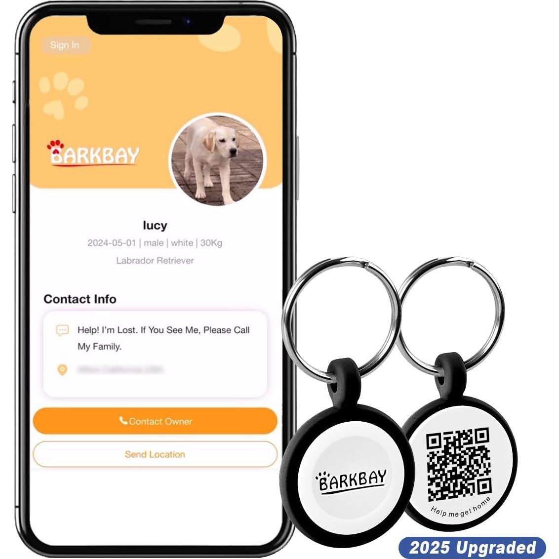 Etiqueta de Identificación Inteligente BARKBAY con QR - Negra