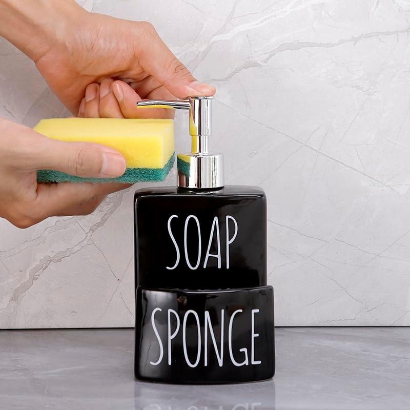 Dispensador de Jabón Cerámica ADAVAS.Y&G 2 en 1 Negro