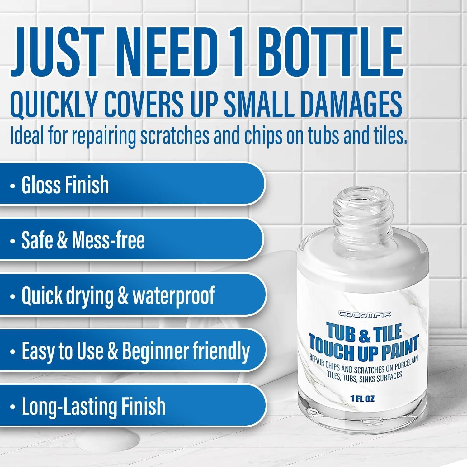 Pintura para Bañeras y Azulejos Cocomfix 29.57ml Blanco Brillante