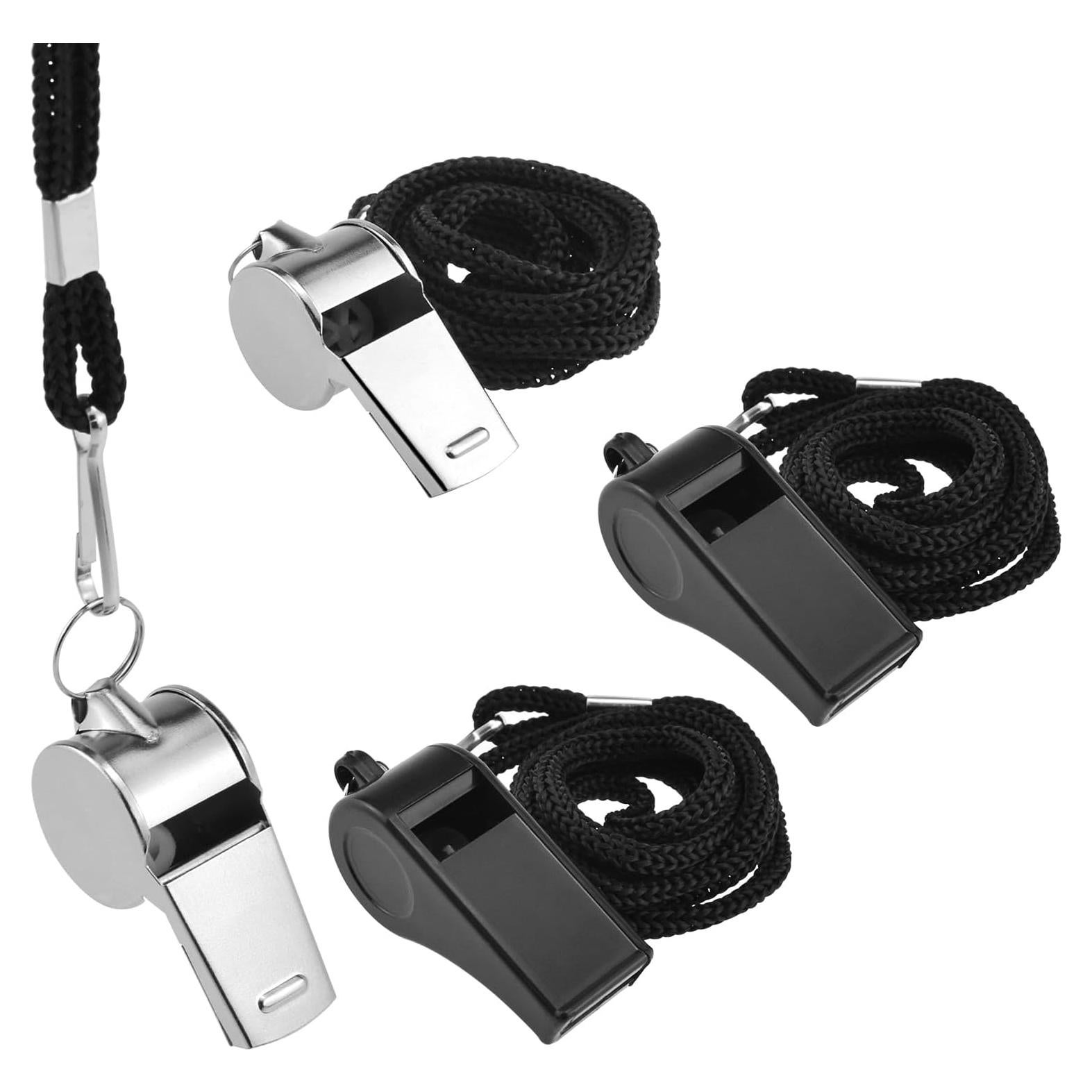 Silbatos Deportivos HONSNKS 4 Pcs Acero Inoxidable y Plástico