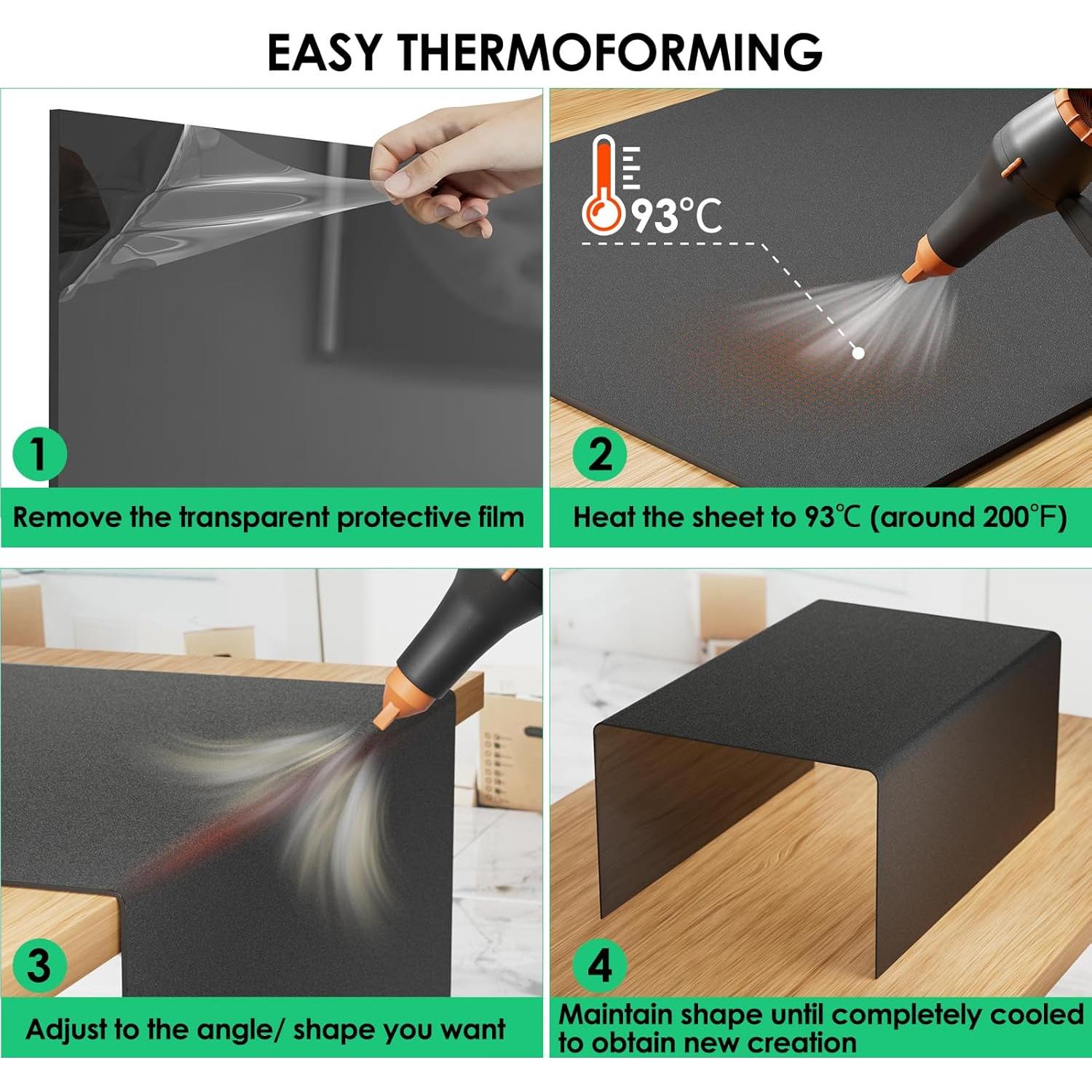 Hoja de Plástico ABS CREGEAR 3mm 30.5x20.3cm Negra para Manualidades