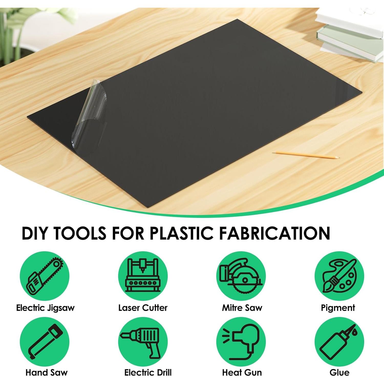 Hoja de Plástico ABS CREGEAR 3mm 30.5x20.3cm Negra para Manualidades