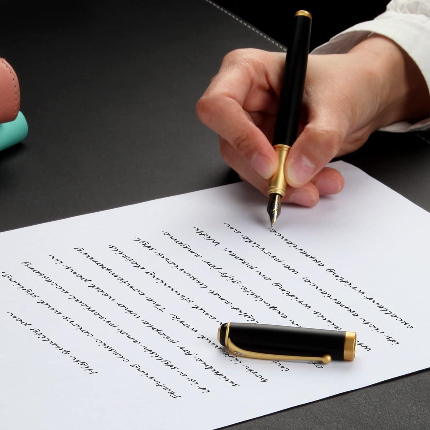 Pluma Fuente Zalantan de Metal Oro con Estuche y Cartuchos