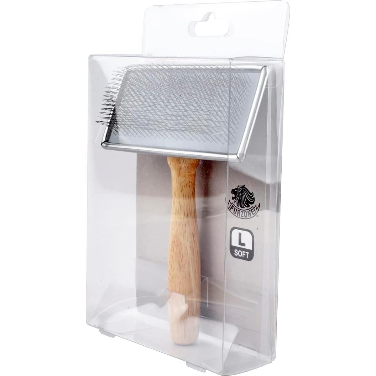 Cepillo Slicker de Madera Furzone L - Acero Inoxidable para Perros