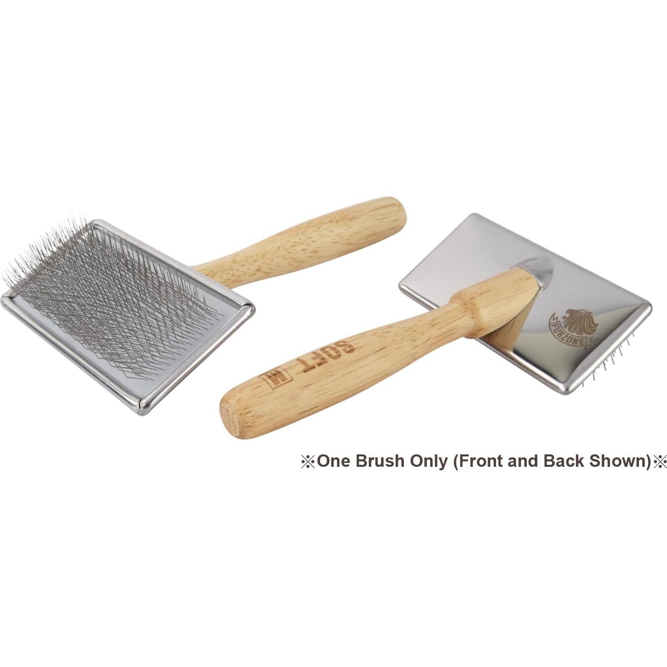 Cepillo Slicker de Madera Furzone L - Acero Inoxidable para Perros