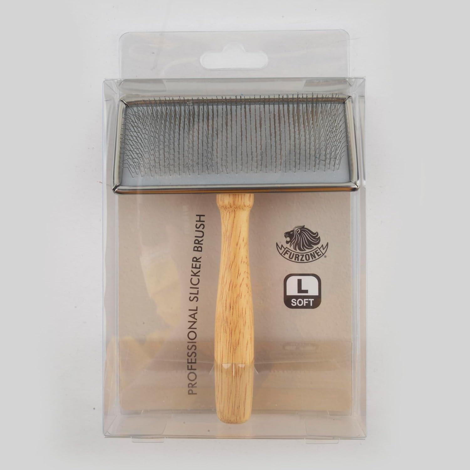 Cepillo Slicker de Madera Furzone L - Acero Inoxidable para Perros