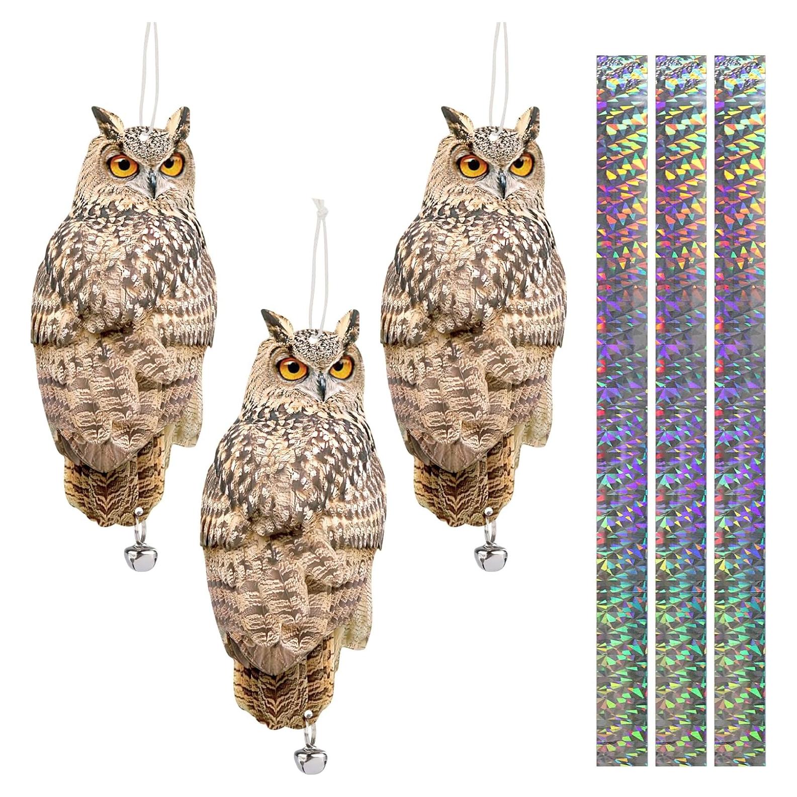 Ahuyentador de Búhos Reflectante Kungfu Mall 3 Piezas Jardín