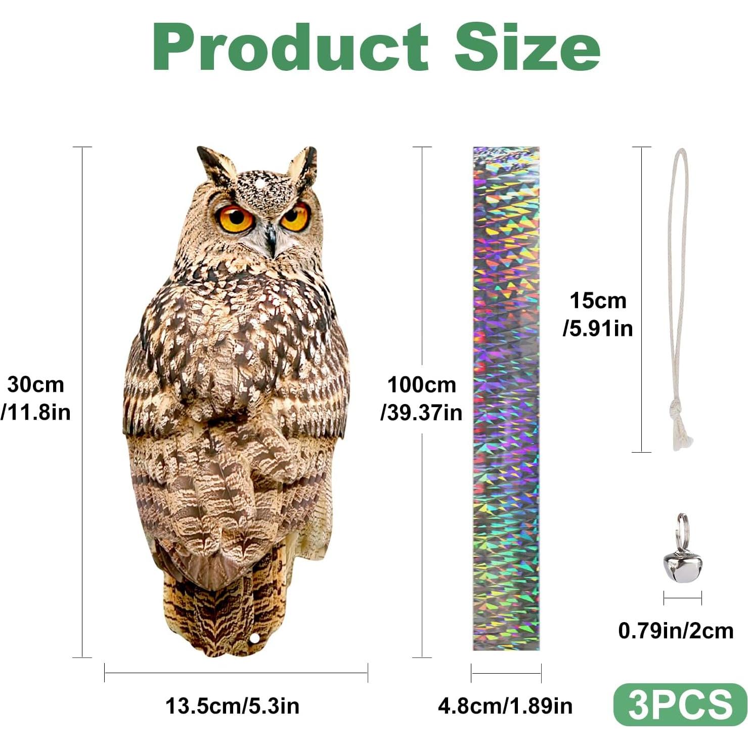 Ahuyentador de Búhos Reflectante Kungfu Mall 3 Piezas Jardín