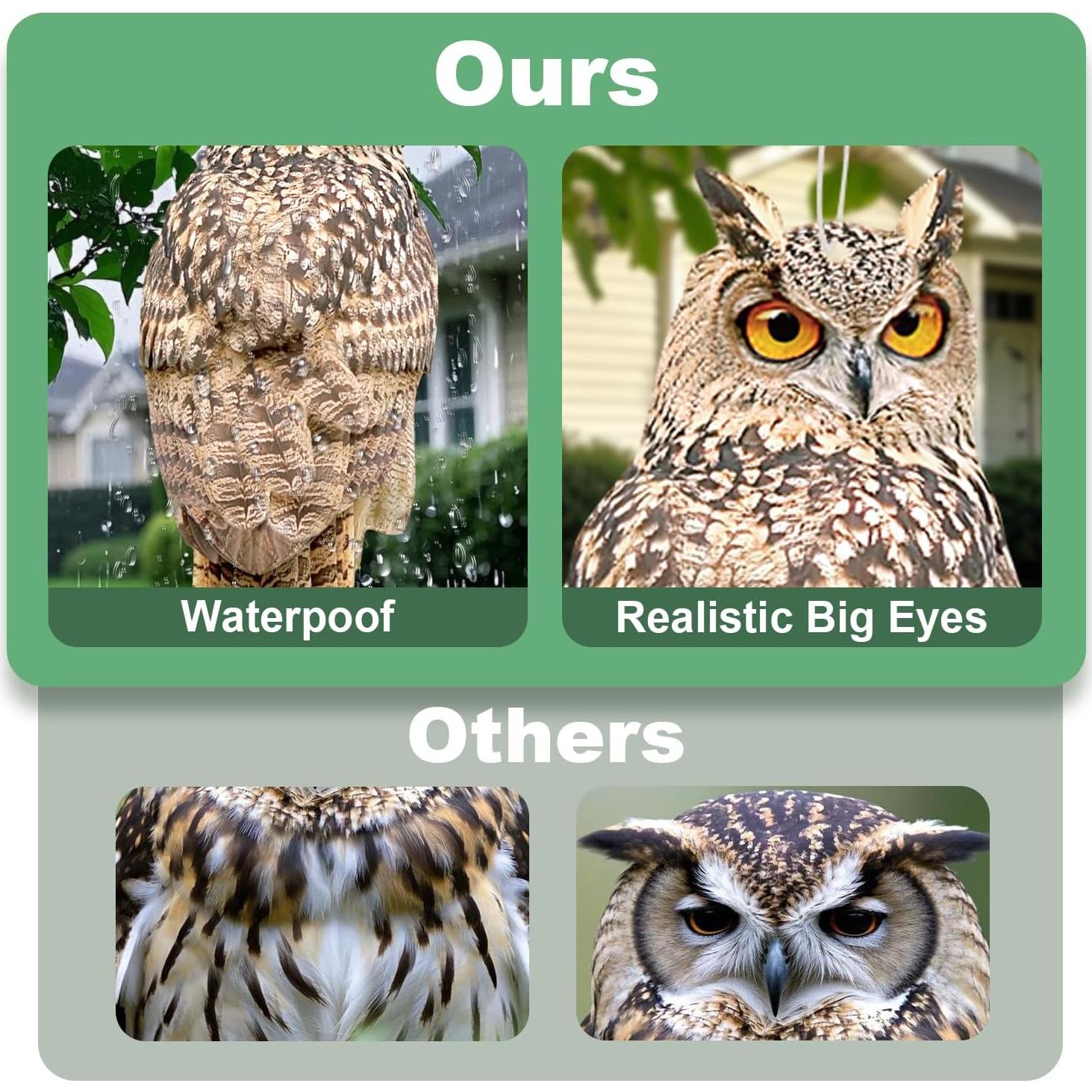 Ahuyentador de Búhos Reflectante Kungfu Mall 3 Piezas Jardín